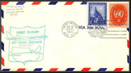 12651 Route 1 18/9/1959 Premier Vol First Flight Lettre Airmail Cover Usa San Francisco New York United Nations Aviation - Avions