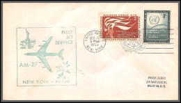 12628 Am 27 New York Miami 11/12/1959 Premier Vol First Flight Lettre Airmail Cover Usa United Nations Aviation - Aviones