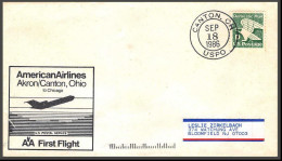 12616 American Airlines Akron Canton Ohio 18/9/1986 Premier Vol First Flight Lettre Airmail Cover Usa Aviation - 3c. 1961-... Briefe U. Dokumente