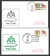 12580 Lot 2 Couleurs American Airlines Lubbock Fort Worth 11/6/1981 Premier Vol First Flight Lettre Airmail Cover Usa - 3c. 1961-... Storia Postale