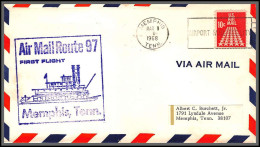 12544 Route 97 Memphis Boston 1/3/1968 Premier Vol First Flight Lettre Airmail Cover Usa Aviation - 3c. 1961-... Briefe U. Dokumente