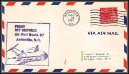 12523 Route 87 Asheville 15/3/1967 Premier Vol First Jet Service Flight Lettre Airmail Cover Usa Aviation - 3c. 1961-... Storia Postale