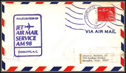 12511 Am 98 Charlotte 1/8/1967 Inauguration Premier Vol First Flight Lettre Jet Air Mail Service Cover Usa Aviation - 3c. 1961-... Cartas & Documentos