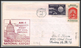 12502 Am 1 Washington Airport 24/4/1966 Premier Vol First Jet Mail Service Flight Lettre Airmail Cover Usa Aviation - 3c. 1961-... Storia Postale