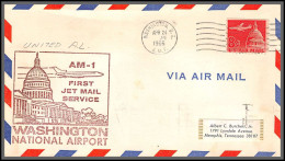 12501 Am 1 Washington Airport 24/4/1966 Premier Vol First Jet Mail Service Flight Lettre Airmail Cover Usa Aviation - 3c. 1961-... Cartas & Documentos