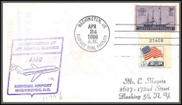 12493 Am 2 Washington Airport 24/4/1966 Premier Vol First Jet Service Flight Lettre Airmail Cover Usa Aviation - 3c. 1961-... Lettres
