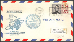 12481 Aeropex New York 10/6/1966 Premier Vol First Flight Lettre Airmail Cover Usa Aviation - 3c. 1961-... Cartas & Documentos