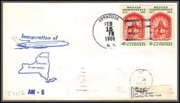 12482 Am 5 Inauguration Syracuse 15/2/1966 Premier Vol First Flight Lettre Airmail Cover Usa Aviation - 3c. 1961-... Storia Postale