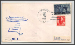 12482b Am 5 Inauguration Syracuse 15/2/1966 Premier Vol First Flight Lettre Airmail Cover Usa Aviation - 3c. 1961-... Cartas & Documentos