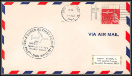 12475b Long Beach Pilot Don Mullin 14/3/1966 Premier Vol Dc-8 Super 61 First Flight Lettre Airmail Cover Usa Aviation - 3c. 1961-... Cartas & Documentos