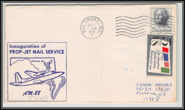 12458 Am 88 Inauguration Prop Jet Mail Service Baltimore 1/7/1966 Premier Vol First Flight Lettre Airmail Cover Usa  - 3c. 1961-... Lettres