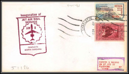 12457 Am 8 Inauguration Jet Air Mail Service Charlotte 24/4/1966 Premier Vol First Flight Lettre Airmail Cover Usa  - 3c. 1961-... Cartas & Documentos