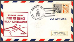12433 Pan Am Usa Czechoslovakia 16/7/1965 Premier Vol First Flight Lettre Airmail Cover Usa Aviation - 3c. 1961-... Lettres