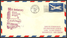 12394 50 Th Anniversary Earle Lewis Ovington Garden City 23/9/1961 Premier Vol First Flight Airmail Entier Stationery - 3c. 1961-... Covers