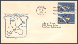 12398 Am 76 Fresno 8/5/1962 Premier Vol First Flight Lettre Airmail Cover Usa Aviation - 3c. 1961-... Cartas & Documentos