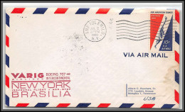 12389 New York Brasilia Brazil 2/7/1960 Boing 707 Premier Vol First Flight Lettre Airmail Cover Usa Aviation - 2c. 1941-1960 Covers