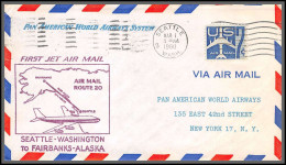 12377 Route 20 Seattle Washington Fairbanks 1/3/1960 Premier Vol First Flight Lettre Airmail Cover Usa - 2c. 1941-1960 Storia Postale