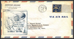 12368 Cachet Bleu Am 4 Los Angeles New York 25/1/1959 Premier Vol First Flight Lettre Airmail Cover Usa Aviation - 2c. 1941-1960 Brieven