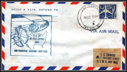 12365 Cachet Bleu Am 4 San Francisco Chicago New York 22/3/1959 Premier Vol First Flight Lettre Airmail Cover Usa  - 2c. 1941-1960 Lettres