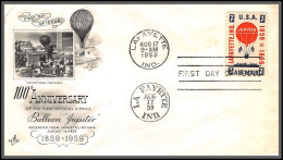 12339 Lafayette Indiana By Baloon 17/8/1959 Premier Vol First Flight Lettre Airmail Cover Usa Aviation - 2c. 1941-1960 Covers
