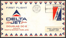 12341 Am 8 Royal Service 15/10/1959 Chicago Premier Vol First Delta Jet Flight Lettre Airmail Cover Usa Aviation - 2c. 1941-1960 Storia Postale