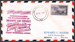 12294 Fam 34 Miami Bogota Colombia 16/5/1957 Premier Vol First Flight Lettre Airmail Cover Usa Aviation - 2c. 1941-1960 Covers