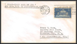 12288 New York To Jacksonville 22/2/1954 Premier Vol First Class Mail By Air Lettre Airmail Cover Usa Aviation - 2c. 1941-1960 Storia Postale