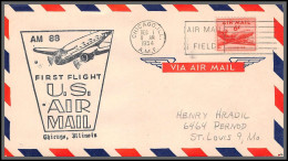 12286 Am 88 Chicago 1/12 /1954 Premier Vol First Flight Lettre Airmail Cover Usa Aviation - 2c. 1941-1960 Storia Postale