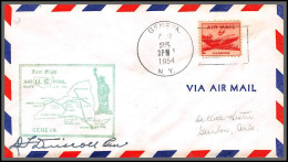 12272 Signed Signé Am 94 Geneva 25/4/1954 Premier Vol First Flight Lettre Airmail Cover Usa Aviation - 2c. 1941-1960 Storia Postale