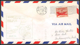 12249 Cachet Vert Am 88 Marion 15/4/1953 Premier Vol First Flight Lettre Airmail Cover Usa Aviation - 2c. 1941-1960 Briefe U. Dokumente