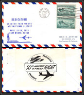 12256 Dedication Fort Worth Airport 25/4/1953 Premier Vol First Flight Lettre Airmail Cover Usa Aviation - 2c. 1941-1960 Cartas & Documentos