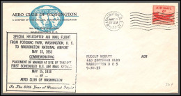 12236 Aeroclub Washington 15/5/1953 Premier Vol Special Helicopter Flight Lettre Airmail Cover Usa Aviation - 2c. 1941-1960 Cartas & Documentos