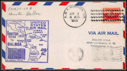 12190 Enveloppe Violet Fam 34 Houston To Balboa Canal Zone 4/6/1948 Premier Vol First Flight Lettre Airmail Cover Usa  - 2c. 1941-1960 Briefe U. Dokumente