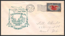 12154 Am 1002 Experimental Pick Up Route Greensburg 11/6/1939 Premier Vol First Flight Lettre Airmail Cover Usa Aviation - 1c. 1918-1940 Briefe U. Dokumente