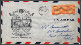 12126 Am 1001 Experimental Pick Up Route Frankin 4/6/1939 Premier Vol First Flight Lettre Airmail Cover Usa Aviation - 1c. 1918-1940 Storia Postale