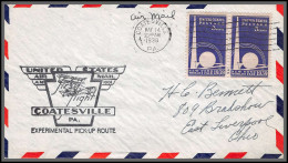 12124 Am 1001 Experimental Pick Up Route Coatesville 14/5/1939 Premier Vol First Flight Lettre Airmail Cover Usa Aviatio - 1c. 1918-1940 Brieven