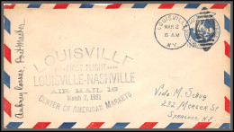 12066 Signé Signed 2/3/1931 Premier Vol Louisville Nashville First Flight Airmail Entier Stationery Usa Aviation - 1c. 1918-1940 Covers