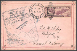 12030 Los Angeles 15/10/1930 Premier Vol First Flight Route 33 Southern Transcontinental Lettre Airmail Cover Usa  - 2c. 1941-1960 Cartas & Documentos