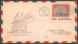 12001 Aeronautical Exposition Chicago Cachet Violet 5/12/1928 Premier Vol First Flight Lettre Airmail Cover Usa Aviation - 1c. 1918-1940 Brieven