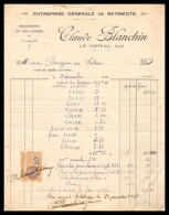 12970 50c Blanchin Le Coteau Loire 1929 Timbre Fiscal Fiscaux Sur Document France - Covers & Documents