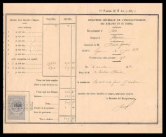 12941 25c Quittance C Quittance Domaine Lyon 1888 Timbre Fiscal Fiscaux Sur Document France - Briefe U. Dokumente