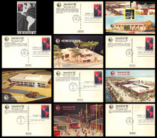 12875 LOT DE 7 Fdc Premier Jour Maximum Hemisfair' 68 Usa états Unis Carte Postale Postcard - Brieven En Documenten