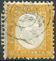 Italia / Italia 1862 Correo 5 US 80 Centesimi Amarillo / Efigie De Victor Emman - Andere & Zonder Classificatie
