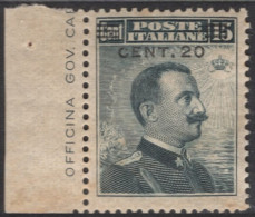 Italia / Italia 1916 Correo 102 **/MNH Enmanuelle III / Tipo 1911 Sorecarga "ce - Altri & Non Classificati