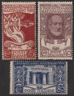 Italia / Italia 1922 Correo 121/23 **/MNH Cincuentenario Muerte Mazzini - 3 Sel - Otros & Sin Clasificación