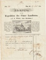 Fattura Comm.  -  Anno 1852  -  Ulm  ,  Expedition Des Ulmer Landboten - 1800 – 1899