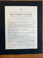 Heer Camille Nicaise Echtg Lucie Tanghe *1887 Estaires +1951 Brugge Schielijk Otegem Waregem Van Der Schueren Flipo Huys - Décès