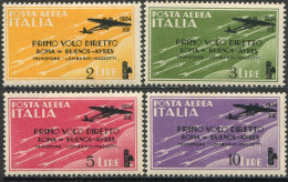 Italia / Italia 1934 Aereo 52/55 **/MNH Primer Vuelo Roma-Buenos Aires - 4 Sell - Autres & Non Classés