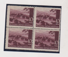 CROATIA WW II, 10 Kn Landscape War Paper  Bloc Of 4 MNH - Croacia