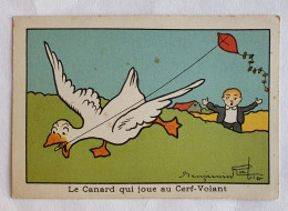 RARE Chromo Benjamin Rabier Les Fables Le Canard Qui Joue Au Cerf Volant (2) - Andere & Zonder Classificatie